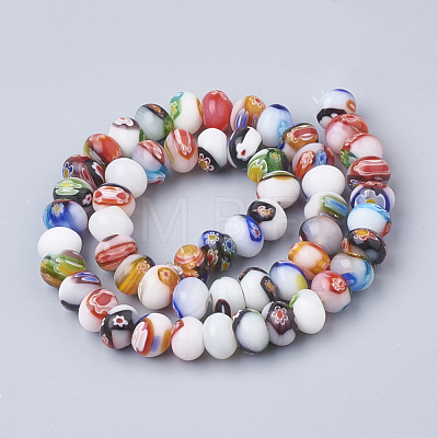 Handmade Millefiori Lampwork Beads Strands LAMP-T005-27-1