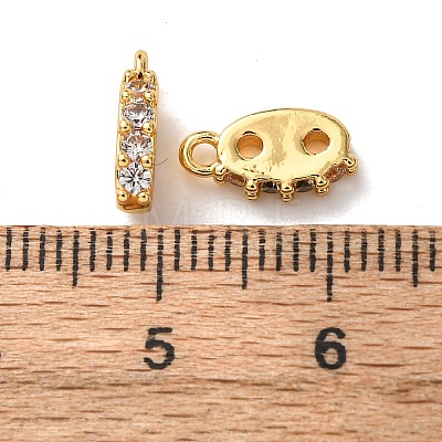 Brass Micro Pave Clear Cubic Zirconia 2-Hole Spacer Bars KK-K422-20G-1