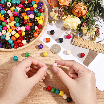 660Pcs 11 Colors Dyed Natural Maple Wood Beads WOOD-PA0001-61A-1