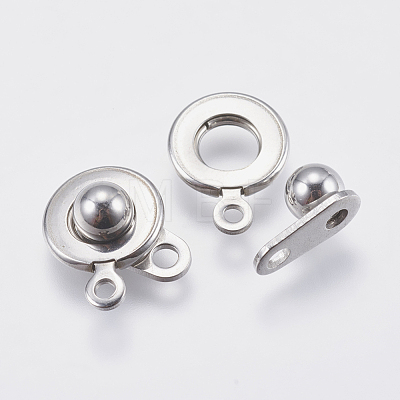 201 Stainless Steel Snap Clasps STAS-F139-082P-1