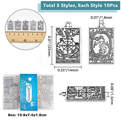50Pcs 5 Style Zinc Alloy Pendants FIND-DC0001-45-1