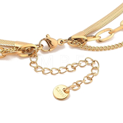 Golden Tone 304 Stainless Steel 3 Layer Necklaces for Women NJEW-A032-03G-01-1