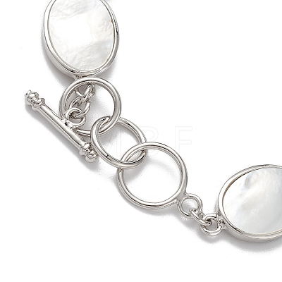 Natural White Shell Link Chain Bracelets BJEW-E077-02P-01-1