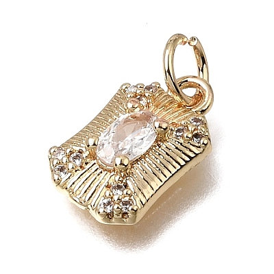 Brass Micro Pave Clear Cubic Zirconia Charms LS-KK-D110-05G-1
