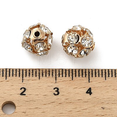 10mm Brass Crystal Rhinestone Beads KK-S519-01C-01G-1