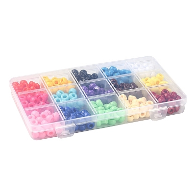 375Pcs 15 Colors Opaque Plastic Beads KY-FS0001-15-1