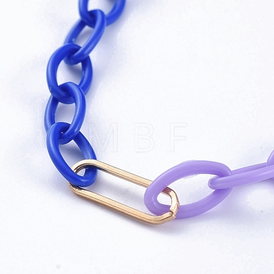 Personalized Two Tone ABS Plastic Cable Chain Necklaces NJEW-JN02825-06-1