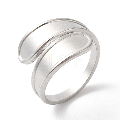 304 Stainless Steel Teardrop Open Cuff Ring for Women RJEW-K245-37P-1