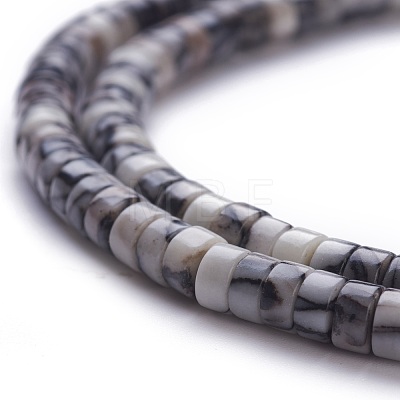 Natural Black Silk Stone/Netstone Beads Strands G-H230-32-1