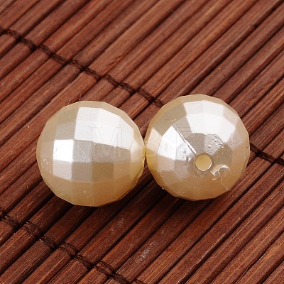 Faceted Round Acrylic Imitation Pearl Beads OACR-O002-2680-1