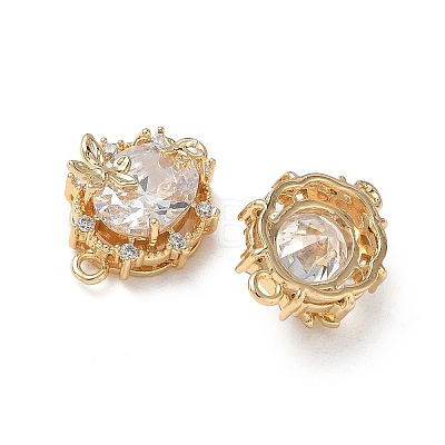Brass Micro Pave Cubic Zirconia Connector Charms KK-P355-12G-01-1