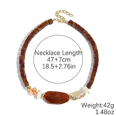 Resin Oval Cube Beaded Necklaces with Alloy End Chains WG28E0B-04-1