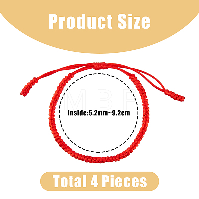 FIBLOOM 4Pcs 4 Colors Adjustable Nylon Braided Cord Bracelets Set BJEW-FI0001-76-1
