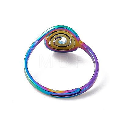 Ion Plating(IP) 201 Stainless Steel Vortex Adjustable Ring for Women RJEW-C045-07M-1