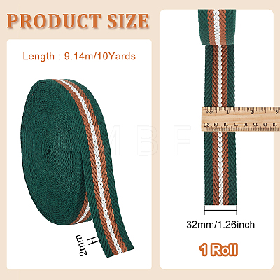 10 Yards Polyester Striped Ribbon SRIB-WH0011-068B-1