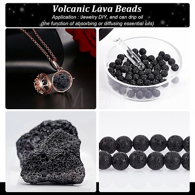 Synthetic Lava Rock Beads Strands G-S277-6mm-01-1