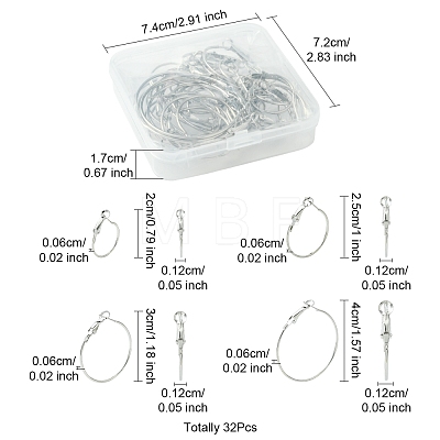 32Pcs 4 Styles Iron Huggie Hoop Earring Findings IFIN-FS0001-49B-1
