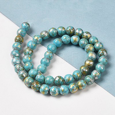 Synthetic Turquoise Dyed Camouflage Beads Strands X-G-E594-24O-A-1