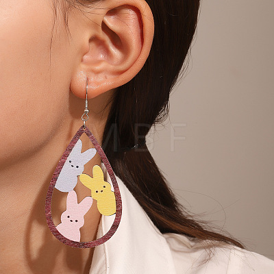 Wood Dangle Earrings FS-WG957CE-04-1