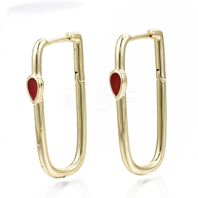 Brass Enamel Huggie Hoop Earrings EJEW-N011-33-NF-1