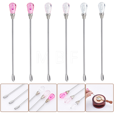 Unicraftale 6Pcs 3 Colors Stainless Steel Sealing Wax Mixing Stirrers STAS-UN0040-05-1