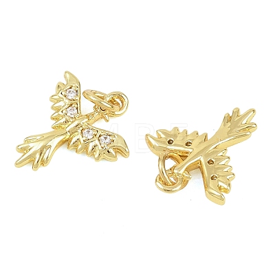 Brass Micro Pave Clear Cubic Zirconia Charms KK-D218-24G-01-1