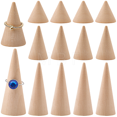 12Pcs 3 Styles Wooden Ring Displays RDIS-SC0001-04-1