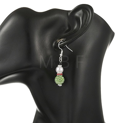 Christmas Handmade Polymer Clay Rhinestone Dangle Earrings EJEW-JE07518-1