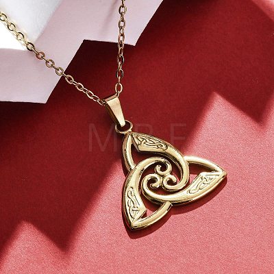 Viking Triskelion Knot 304 Stainless Steel Pendant Necklaces NJEW-M096-32G-1