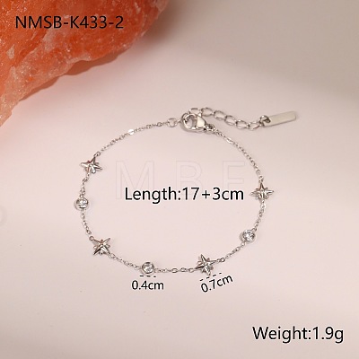304 Stainless Steel Pave Cubic Zirconia Link Bracelets WG7D1B6-08-1
