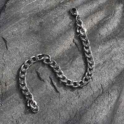 Tarnish Resistant Unisex 304 Stainless Steel Curb Chain/Twisted Chain Bracelets STAS-D0002-40P-1