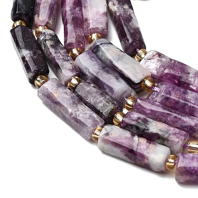 Natural Lepidolite/Purple Mica Stone Beads Strands G-D353-A17-1