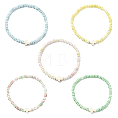 Dyed Glass Imitation Jade Beads Stretch Bracelets BJEW-JB13840-1