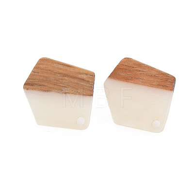 Two Tone Resin & Walnut Wood Stud Earring Findings MAK-N032-032-1