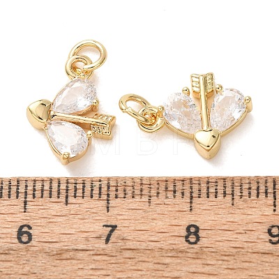Brass Micro Pave Clear Cubic Zirconia Charms CU-E003-14G-B-1