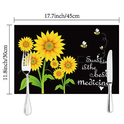 Rectangle with Sunflower Pattern Cotton Linen Cloth Table Mat AJEW-WH0196-002-1