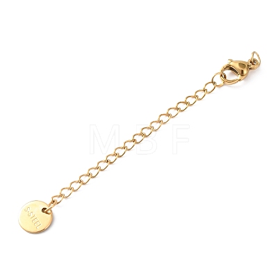 304 Stainless Steel Chain Extender with Flat Round Charms STAS-G383-04G-1