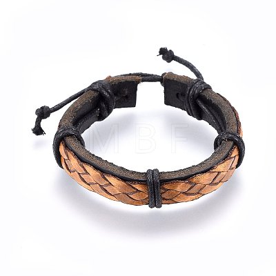 Braided Leather Cord Bracelets BJEW-F347-12-1