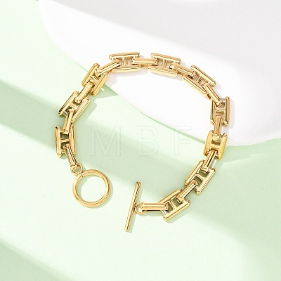 304 Stainless Steel H Link Chain Bracelets with OT Clasps SA-CBAC0E7-01G-1