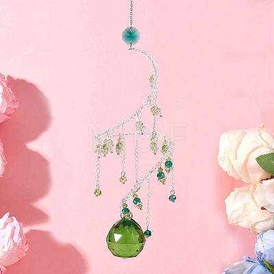 Glass Teardrop Hanging Suncatchers HJEW-TA00413-01-1