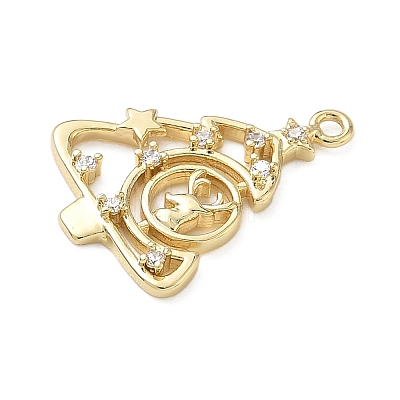 Brass Micro Pave Cubic Zirconia Pendants KK-H521-02A-G-1