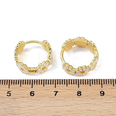 Brass Enamel Hoop Earrings EJEW-S277-01G-1