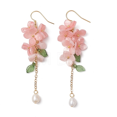 Shell Pearl Dangle Earrings EJEW-TA00617-03-1