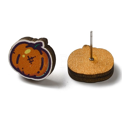 Wood Stud Earrings EJEW-Z054-01D-1