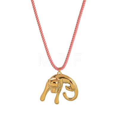 304 Stainless Steel Pendant Twisted Cotton Cord Necklaces for Women FS-WGC34B2-01-1