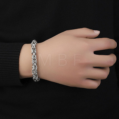 201 Stainless Steel Byzantine Chain Bracelets for Men BJEW-R313-03P-1