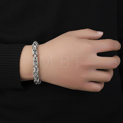 Non-Tarnish 201 Stainless Steel Byzantine Chain Bracelets for Men BJEW-R313-03P-1