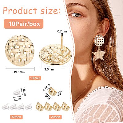 10Pair Alloy Flat Round Stud Earring Findings DIY-BC0004-55-1