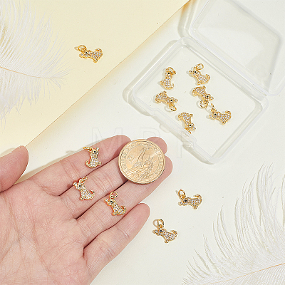 12Pcs Brass Micro Pave Cubic Zirconia Charms KK-GA0002-53-1