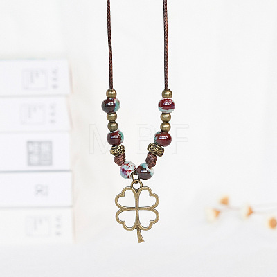 Alloy Pendant Waxed Cord Necklaces FS-WGBC2DA-11-1